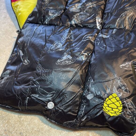 Stio 800 fill down butterfly print color block yellow pink women’s scarf NWT - Picture 7 of 9